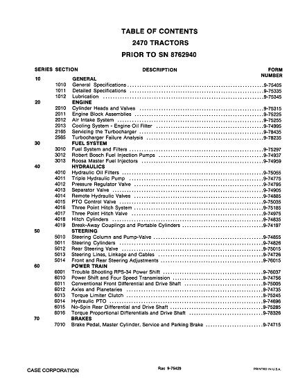 Case 2470 Tractor Service Repair Manual