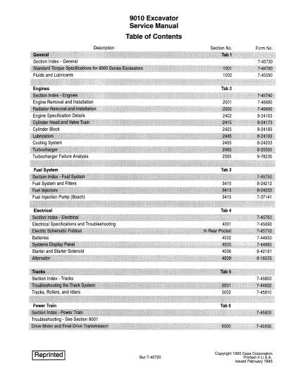 Case 9010 Excavator Service Repair Manual