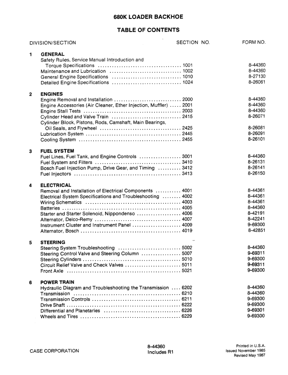 Case 680K Loader Backhoe Service Manual