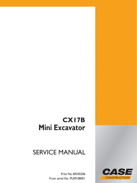 Case CX17B Mini Excavator Service Manual