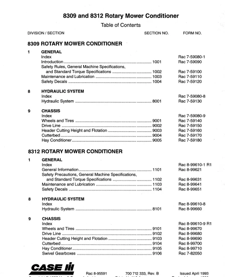 Case IH 8309, 8312 Conditioner Service Manual